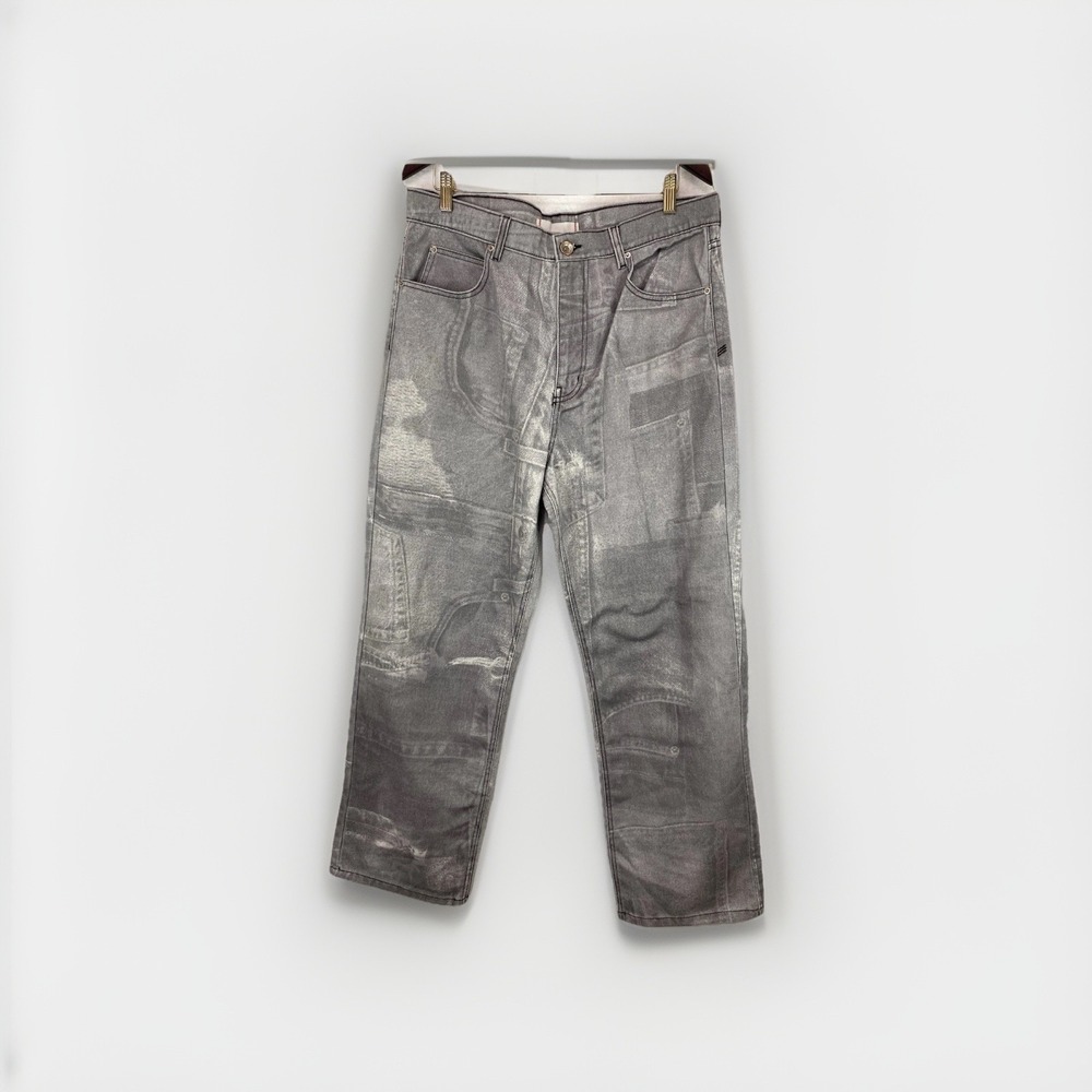 BDG Skate Grey Acid Wash Patchwork Print Relaxed Jeans Mens 34 Urban Outfitter